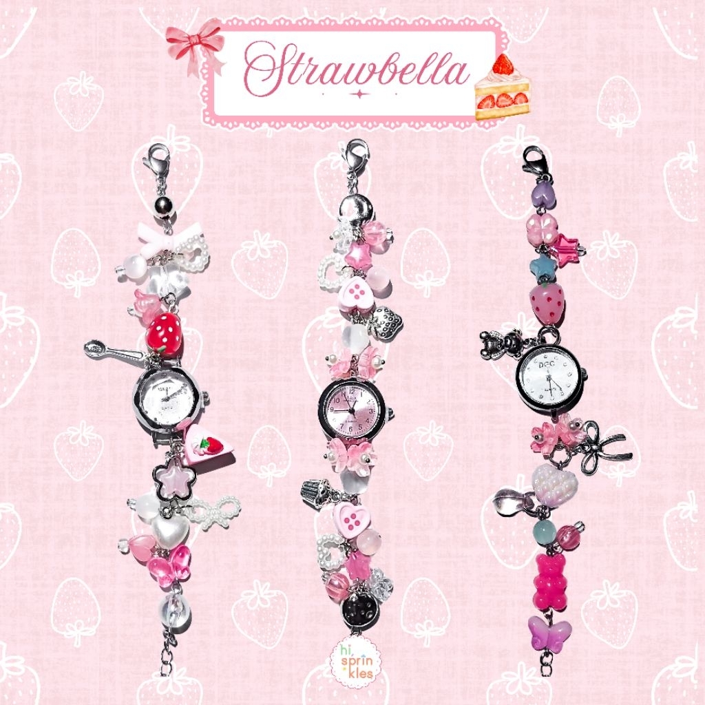 Strawbella Watch Stainless Steal / Watch Bracelet / Strawberry Watch / Jam Tangan Stroberi