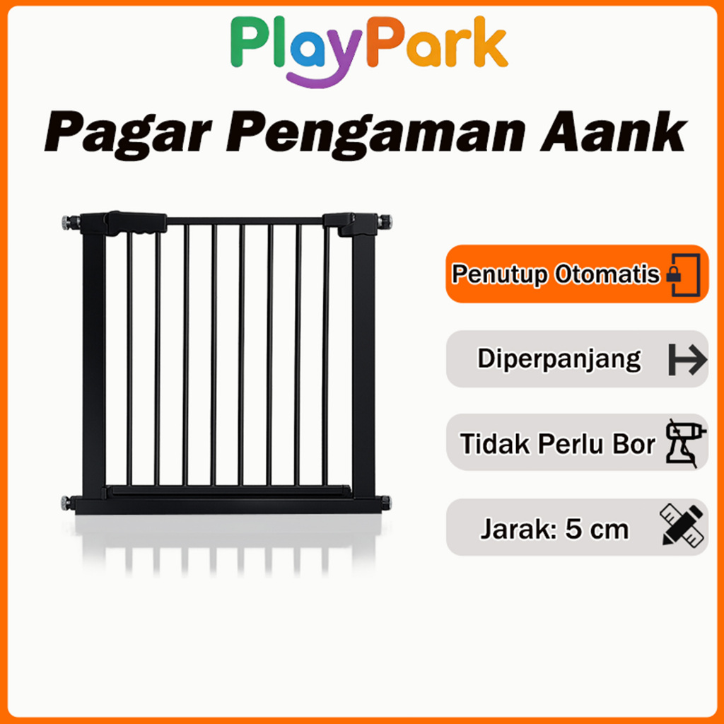 PlayPark Baby Safety Gate Hitam Pagar Pengaman Anak Pagar Pintu Bayi Penghalang Pintu Bayi Pagar Tan