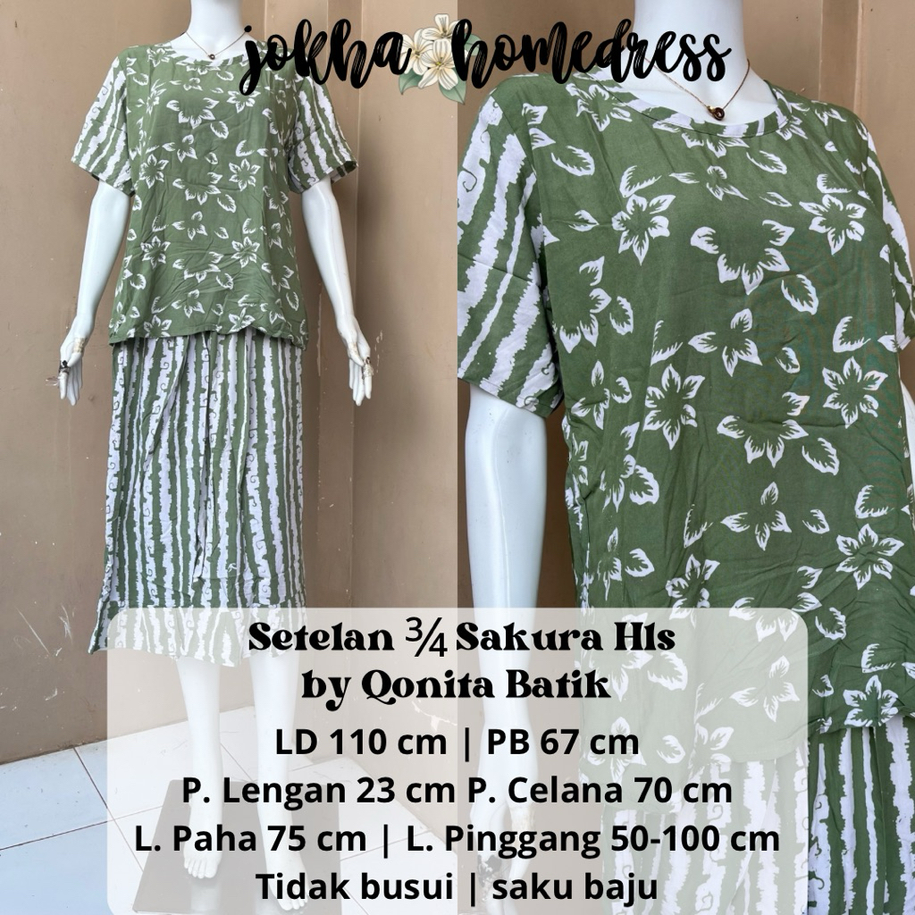 Setelan/Oneset K3/4 Sakura Hls by Qonita Batik Pekalongan