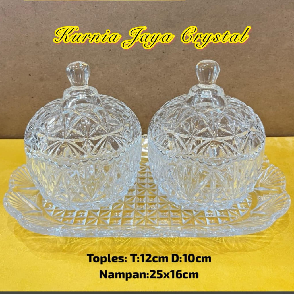 Murah Toples Kristal & tatakan set 3/ Toples Kaca isi 3/Pajangan kristal capodimonte