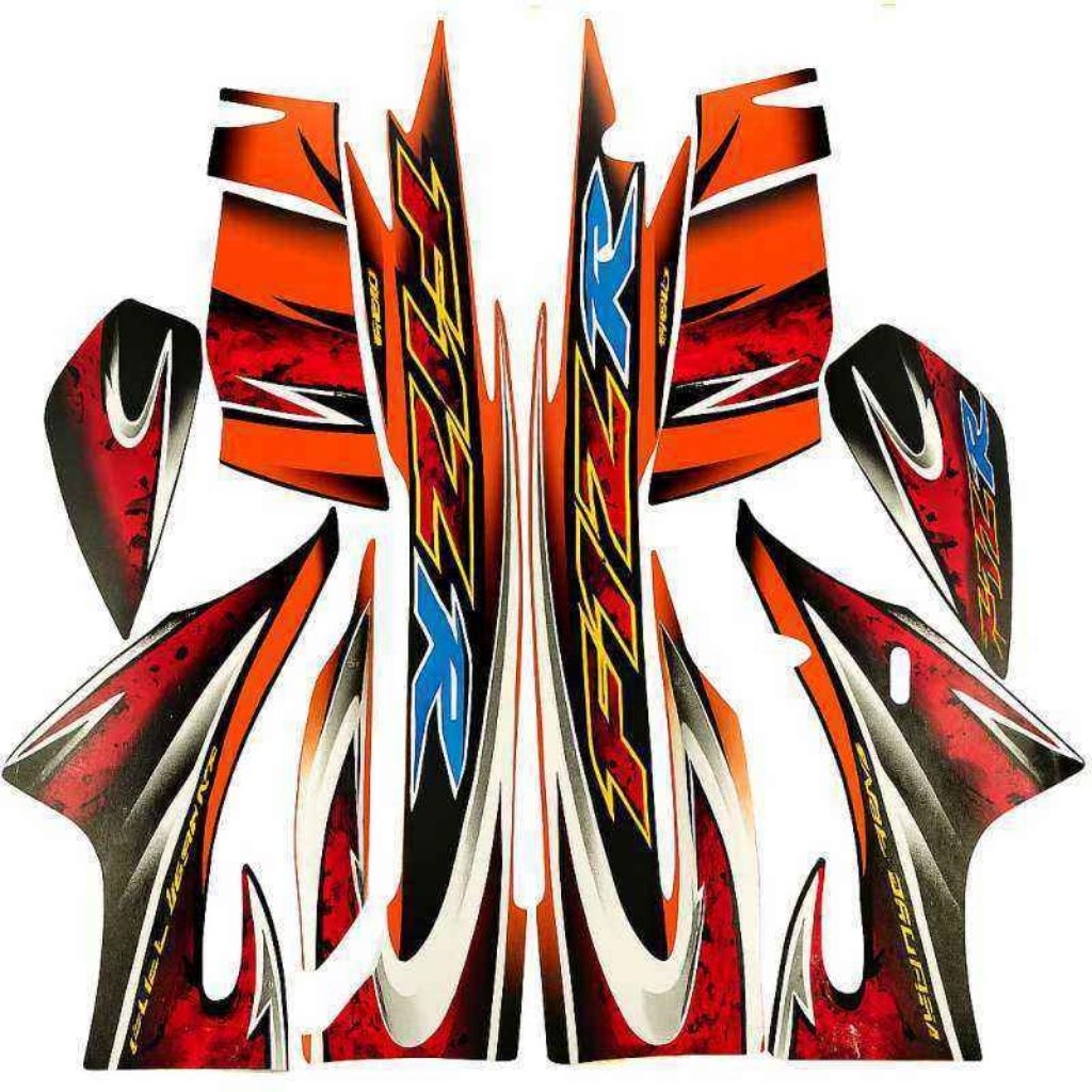 Striping stiker body motor yamaha fiz R f1zr orange 2005 stiker list bodi motor fiz r oren 2005