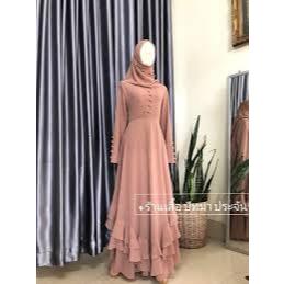 Gamis coklat muda bahan tebal terunik