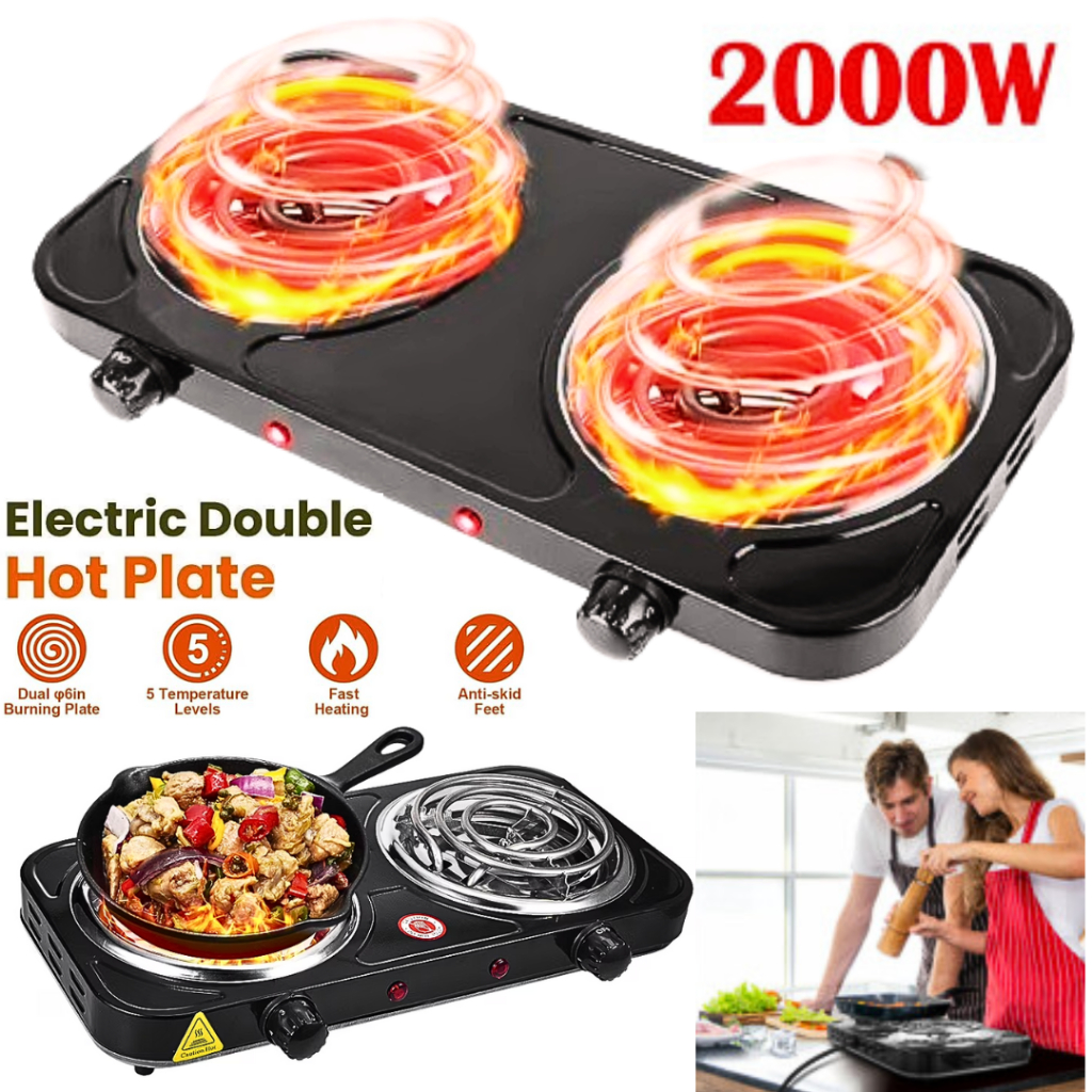 Taffware Kompor Listrik 2 Tungku 2000W Hemat Listrik Watt Kecil Portable Coil Hot Plate - SHP-5813