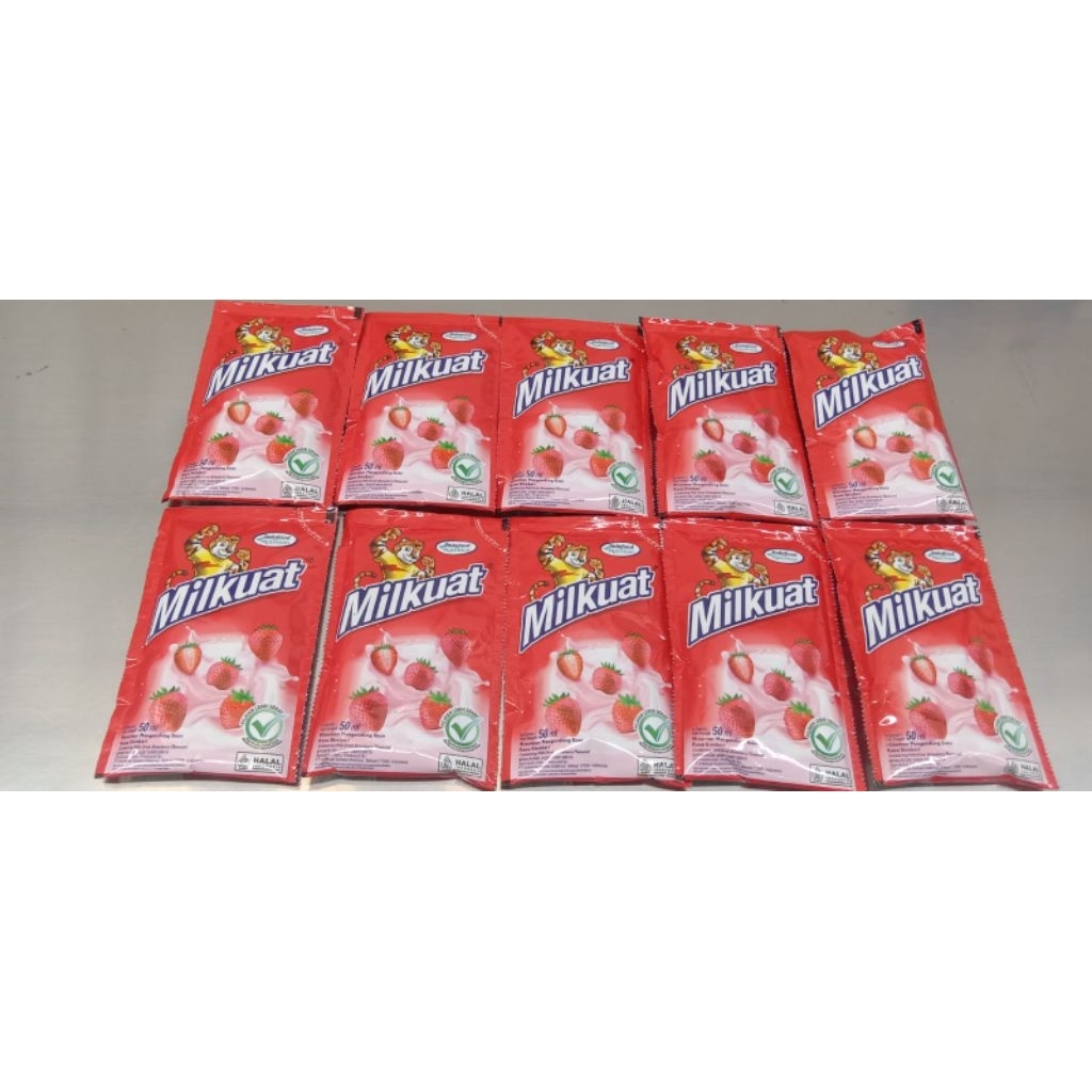 Paket 20pcs susu milkuat bantal 50ml coklat/stroberi