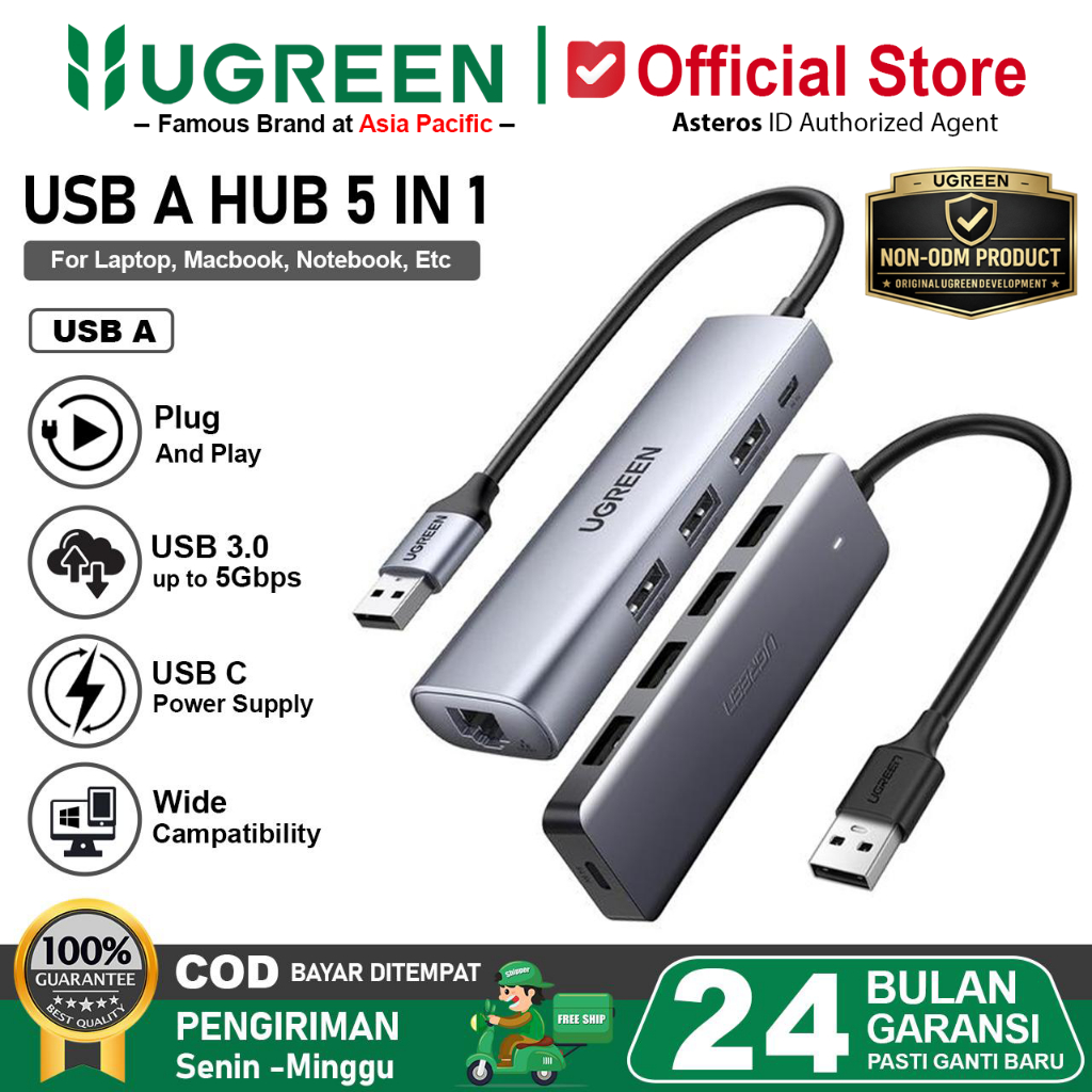UGREEN HUB USB To USB 3.0 4 in 1 Type C/ Micro USB, TF/SD Card, Ethernet Etc