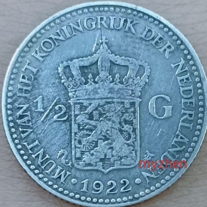 (I)koin perak wilhelmina 0,5G 1922