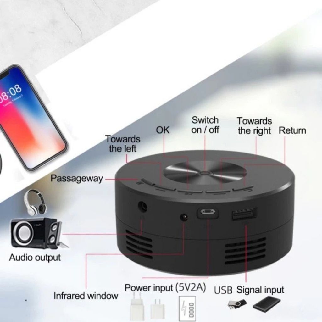 Mini Projector YT200 HD LED Proyektor YT200 Mobile Projector