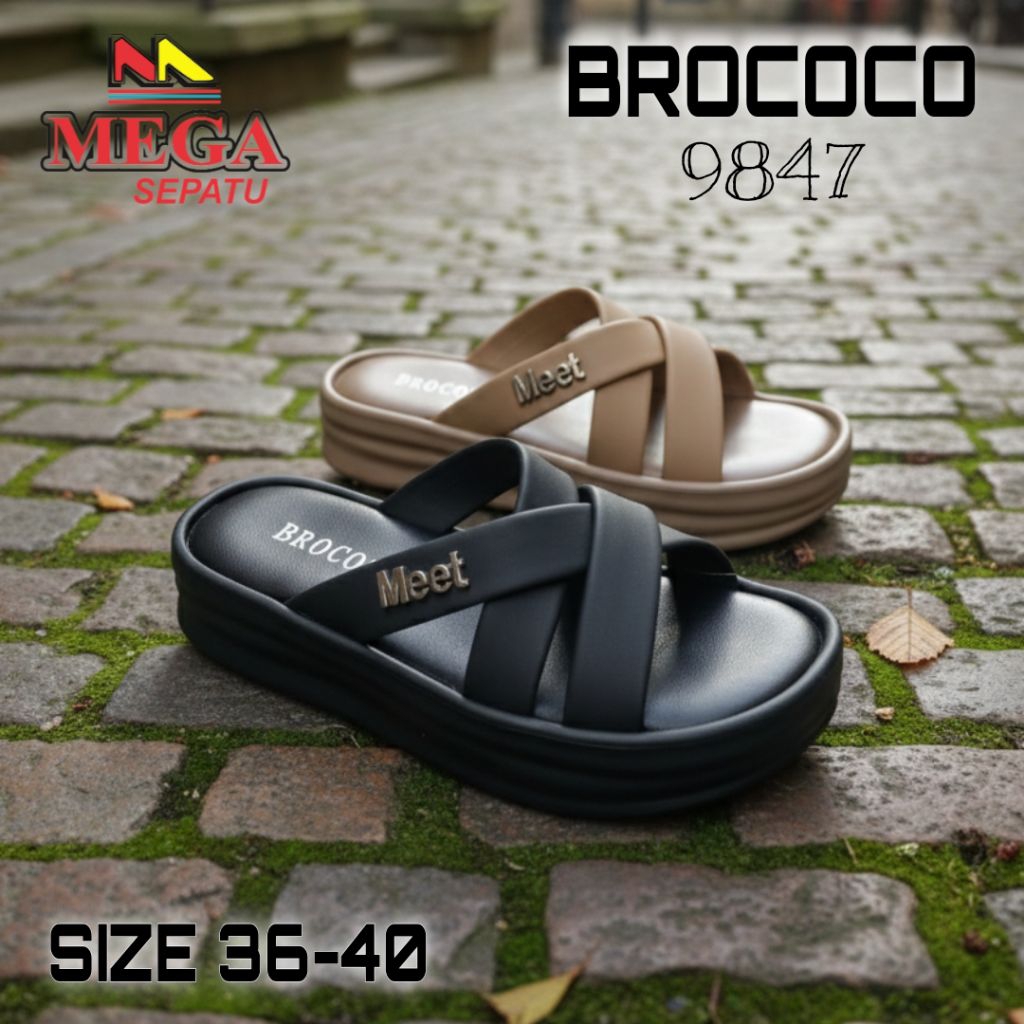 SANDAL WANITA MODEL TERBARU MEREK BROCOCO 9847 TINGGI ALAS 4CM
