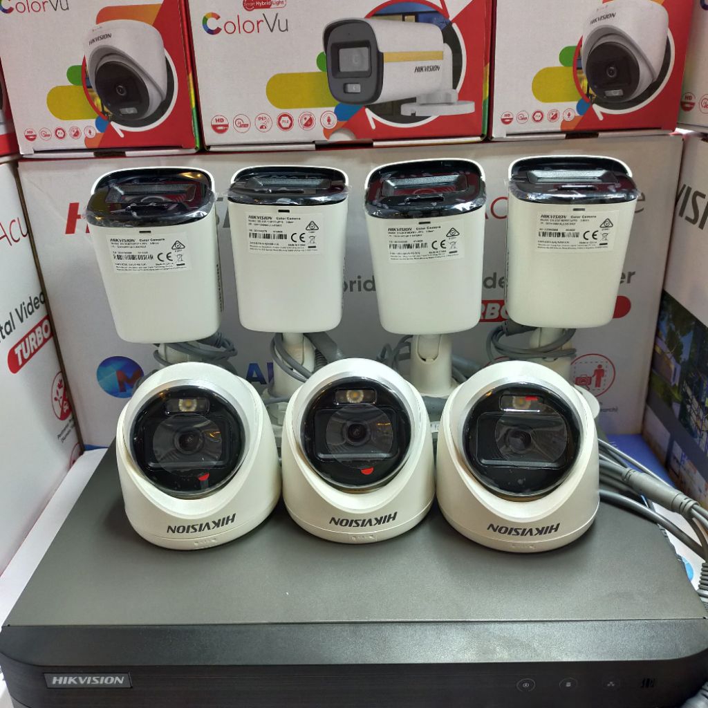 PAKET CCTV 8CH HIKVISION 7 KAMERA CCTV HIKVISION SMART HYBRID LIGHT 2MP COLORVU AUDIO