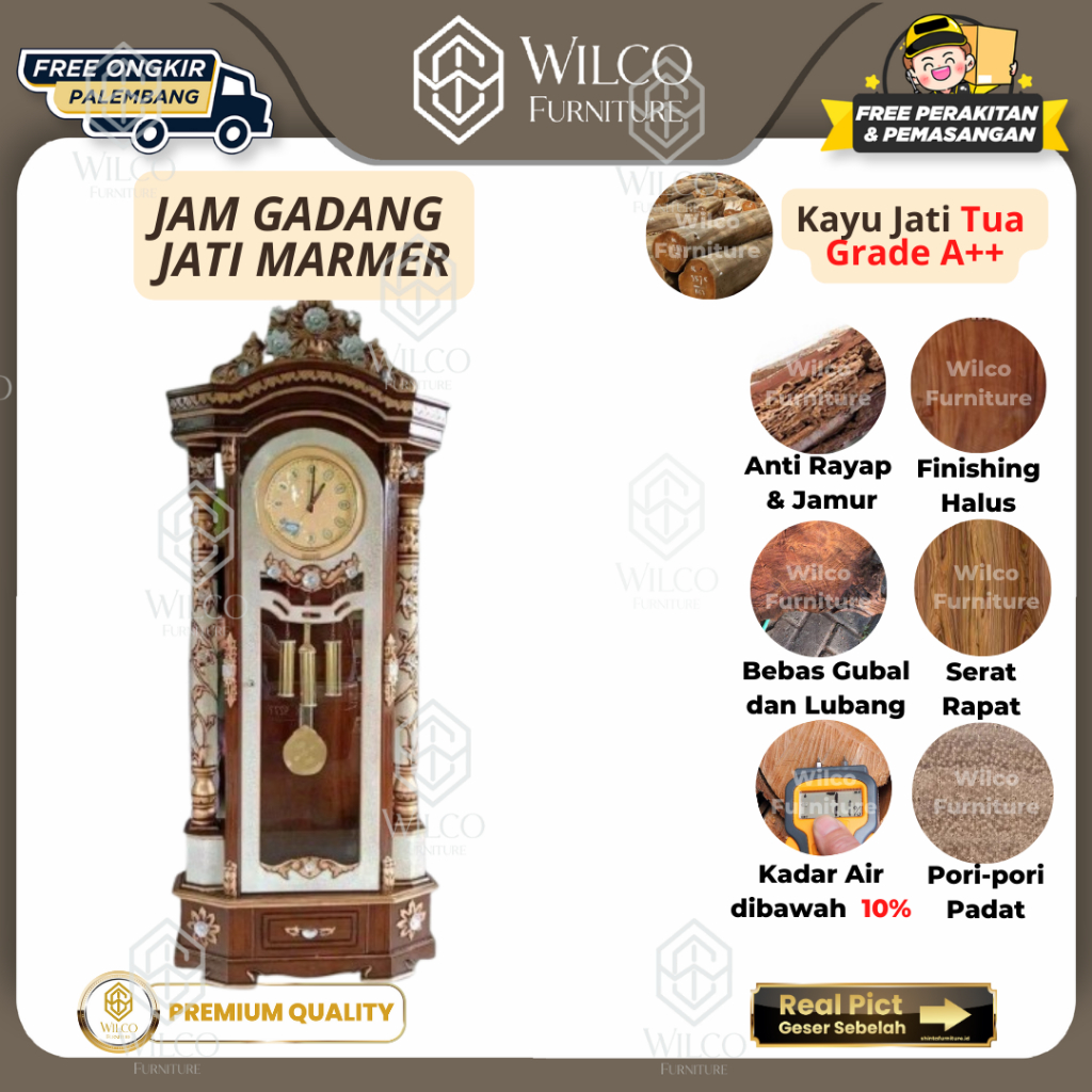 Jam Gadang Jati Marmer | Jam Gadang Jati Ukir Marmer