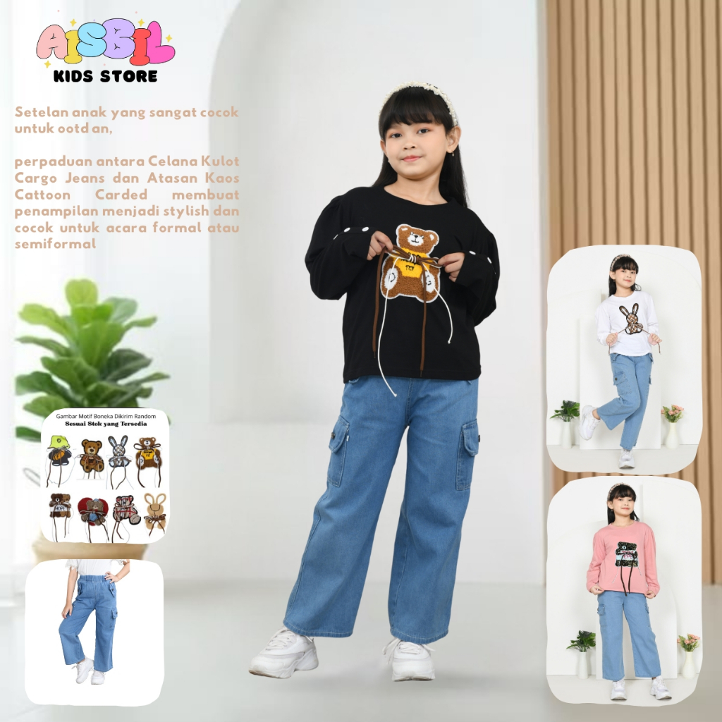 AISBILKIDS - One Set Anak Perempuan Terbaru || Setelan Kulot dan Atasan Kaos Tangan Panjang || Setel