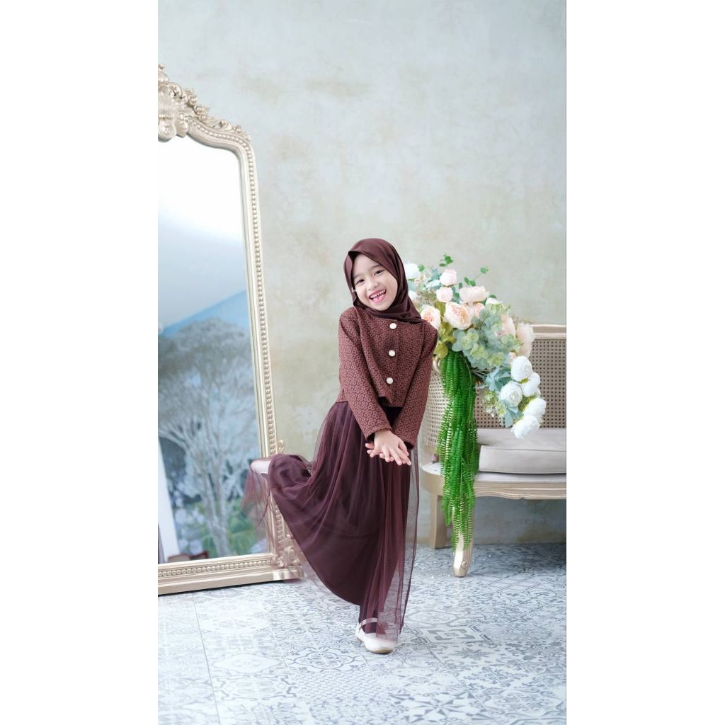 Carissa Dress for Kids Set Hijab - Gamis Anak Carissa - Baju Muslim Anak Perempuan Include Hijab