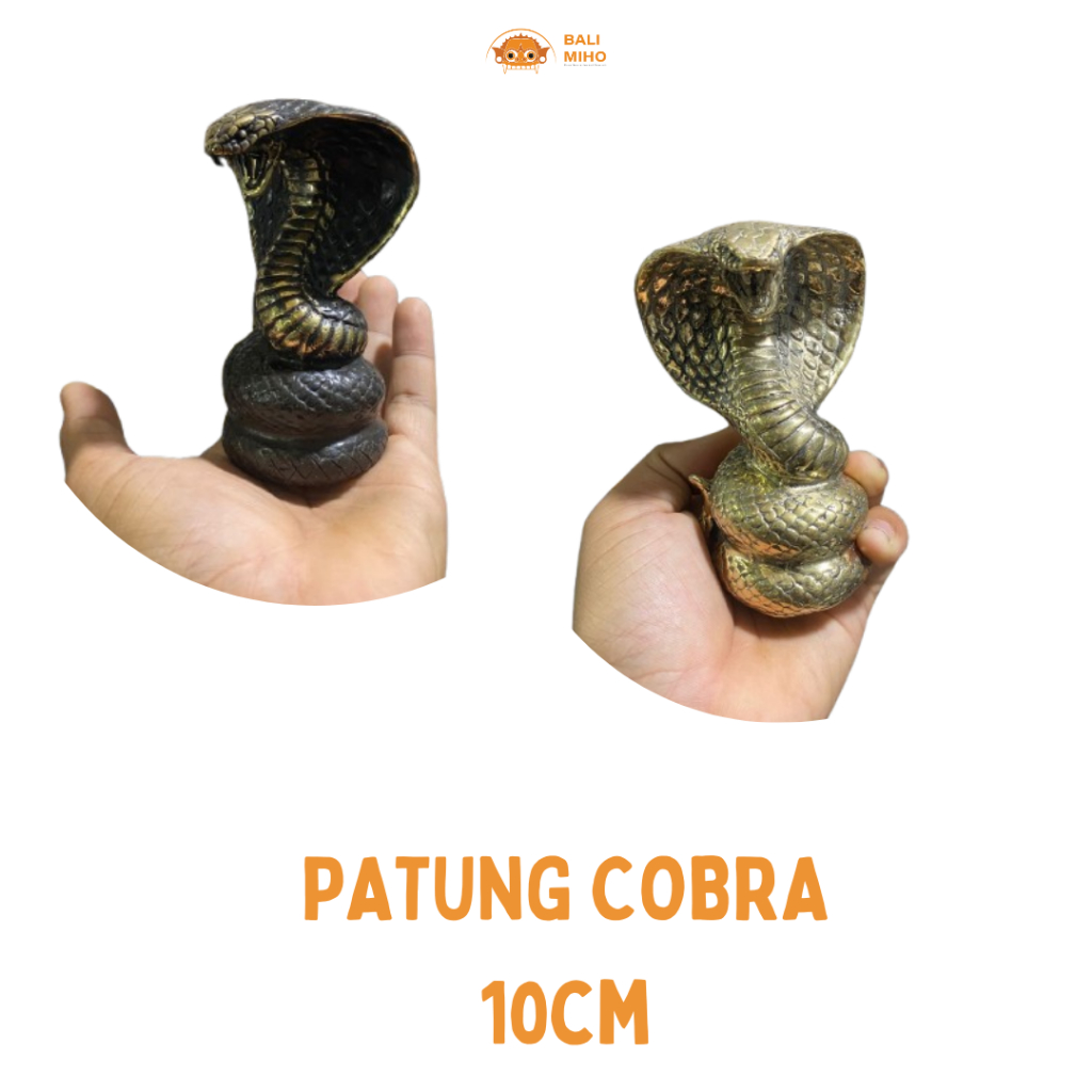 Patung Cobra Kuningan Tinggi 10 cm -  Patung Ular Cobra Kuningan -  Patung Kobra - Brass Cobra - Bra