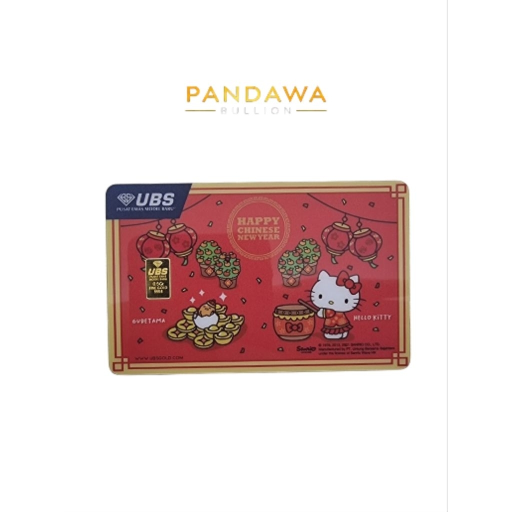 Logam Mulia Emas UBS Happy New Year Hello Kitty Angpao 0.5 Gram