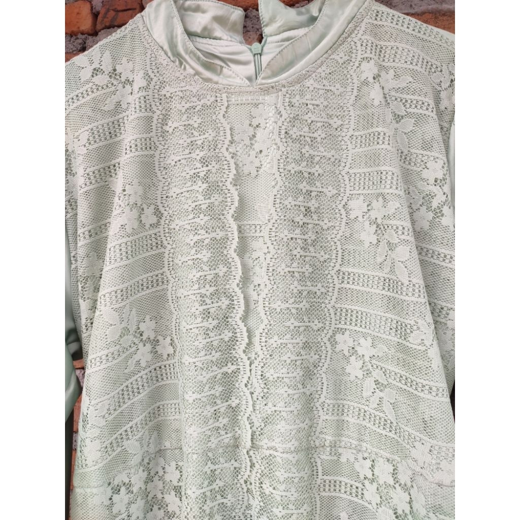 Preloved Dress Gamis Brukat Sage Free Hijab(Stuffcisy)