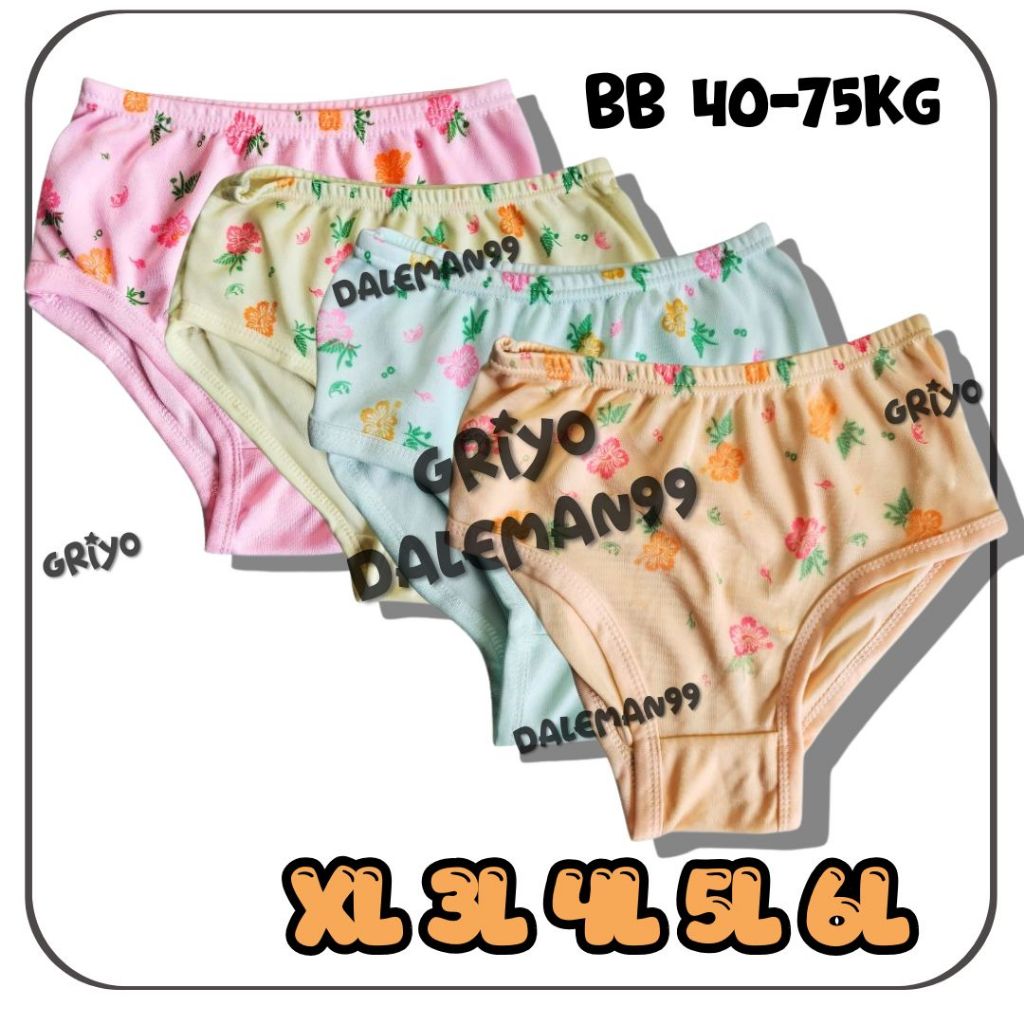 6PCS Celana Dalam Wanita Hyget Bunga