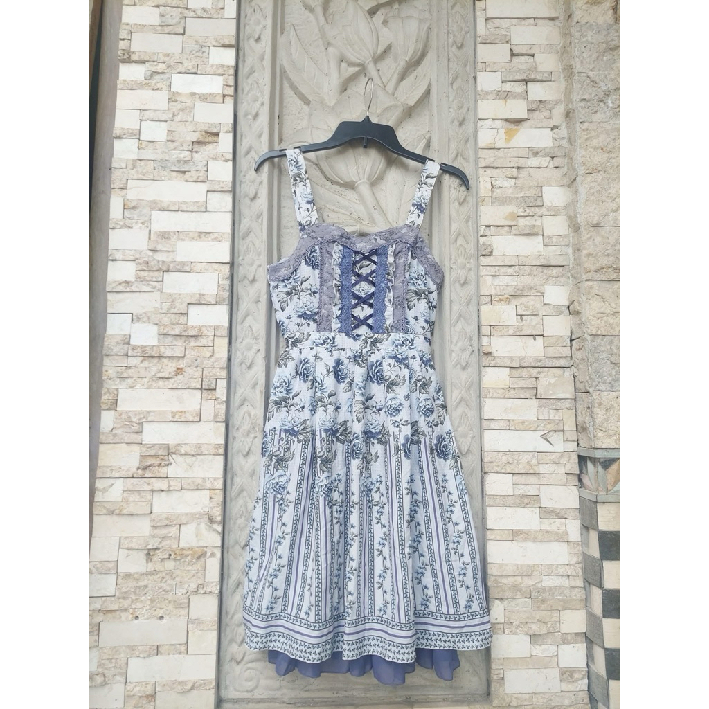 Axes Femme Blue Rose Princess Dress JSK Kawaii Himekaji JSK
