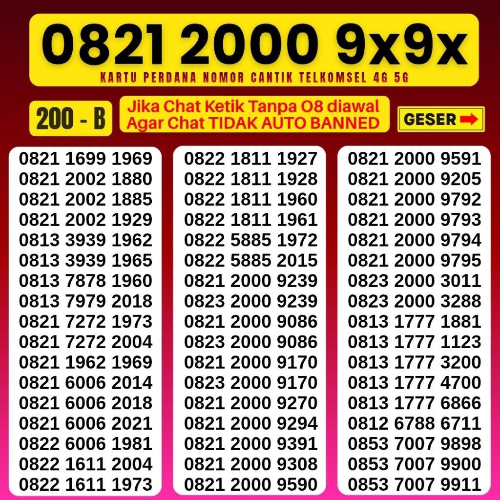 Nomor Cantik Simpati Telkomsel 4G 5G Kartu Perdana Telkomsel Simpati Nocan Simpati Nomer Cantik Telk