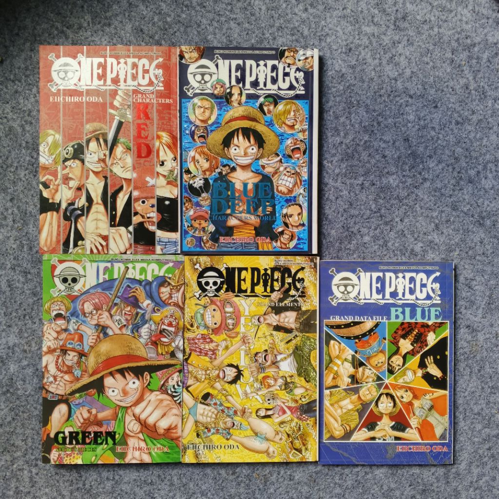 One Piece Data Book, Red, blue, green, yellow dan blue deep