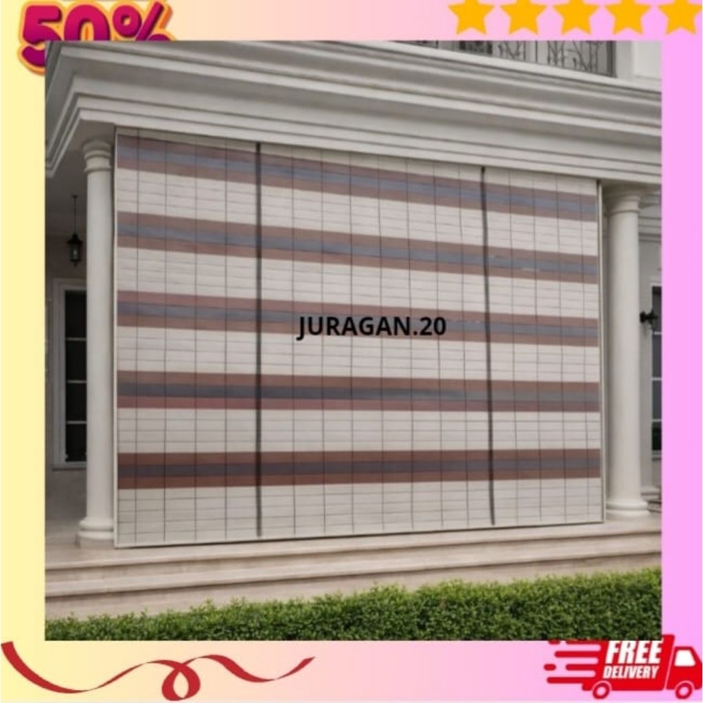 Tirai PVC Warna Jigjag | Krey PVC Anti Air | Putih Coklat Hitam | Penutup Teras & Pintu