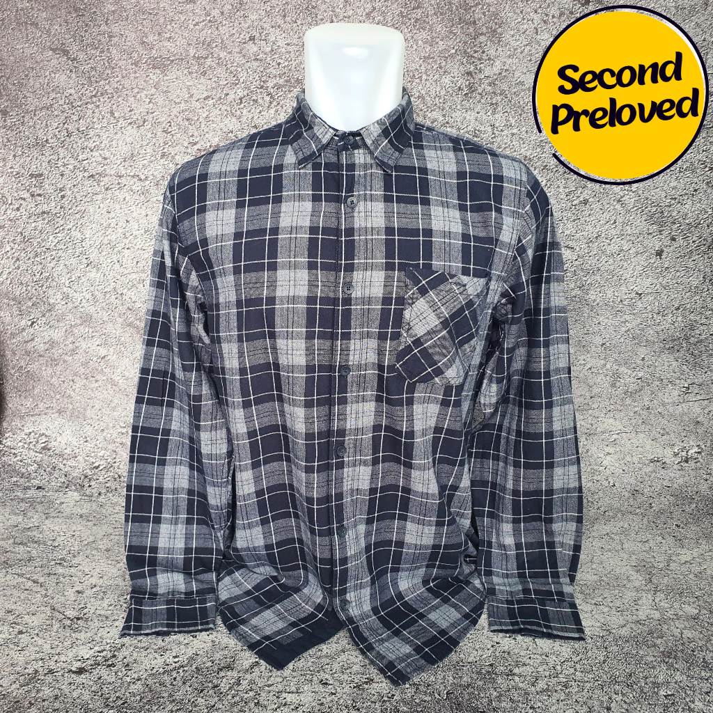 Baju Kemeja Panjang Flanel J SIXTY - Size M / Lebar 52 cm - Original - Second
