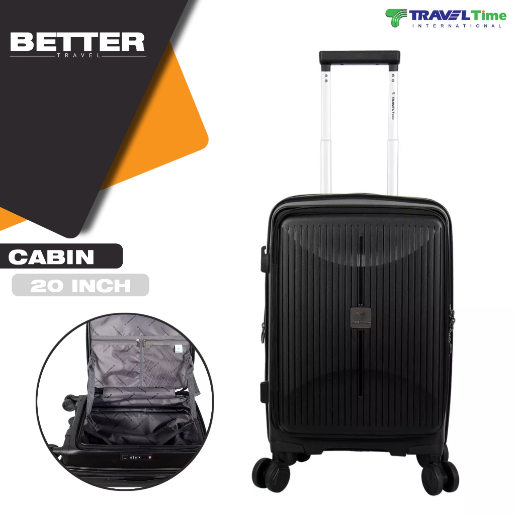 Koper TRAVEL TIME 20 inch kabin cabin small hardcase open book tsa lock polypropylene kuat double zi