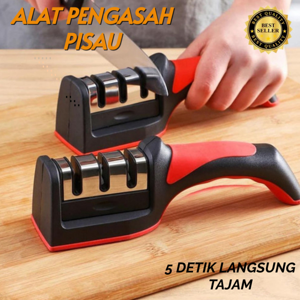 Alat Pengasah Pisau & Gunting 3in1 Model Piano Stainless Steel Multifungsi/ASAHAN PISAU 3 STEP ANTI 