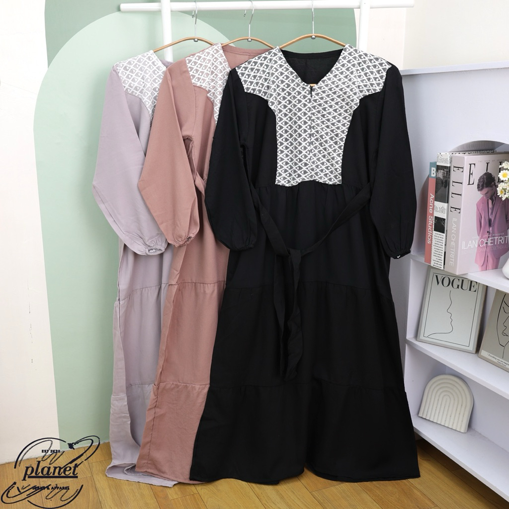 GAMIS BROKAT ANAK TANGGUNG PEREMPUAN MURAH SD SMP 12 14 15 TAHUN HITAM PINK UNGU BIRU CREAM BAJU GAM