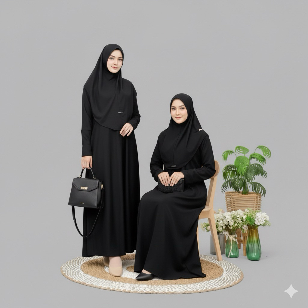 Keyra Dress Batwing Button Knit Premium Gamis Casual Simpel Panjang Muslim Sporty Busui