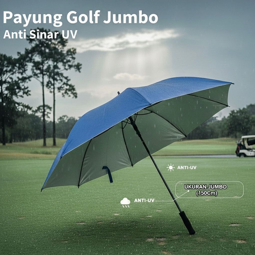 Payung Golf Jumbo Double Layer Anti UV - Payung Gagang Panjang Payung Outdoor Windproof & Waterproof