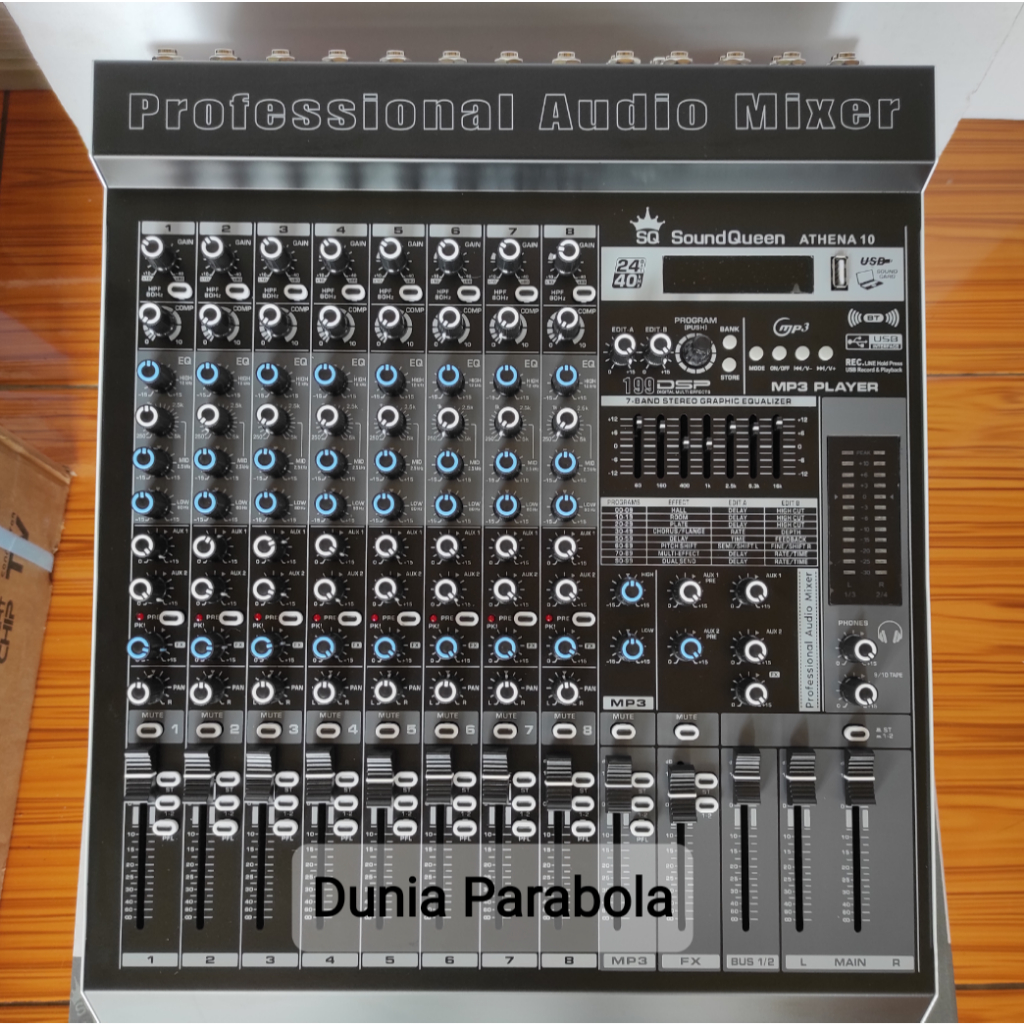 Mixer soundqueen ATHENA 10 MIXER AUDIO 10 CHANNEL 199 DSP sound queen bluetooth equalizer 7 band