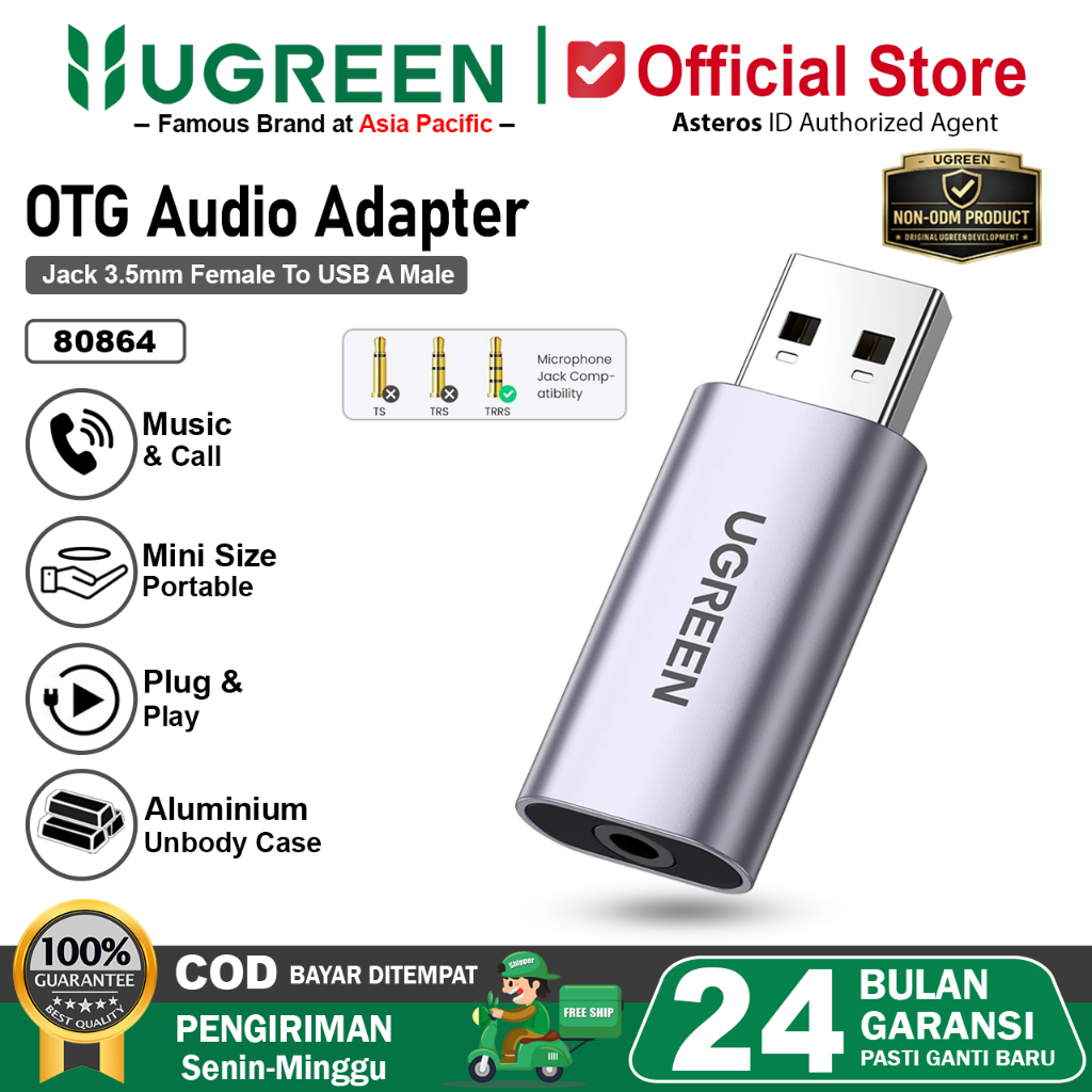 UGREEN Audio Adapter USB To Jack 3.5mm SoundCard External Audio Stereo
