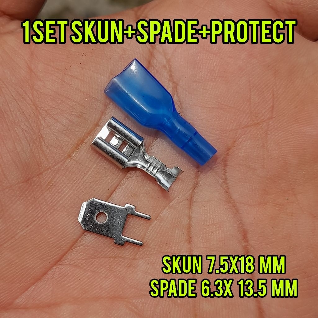 1 SET Skun Betina Female + Spade PCB + Protect Karet 6.3mm 7mm 7.5mm Speaker Twitter