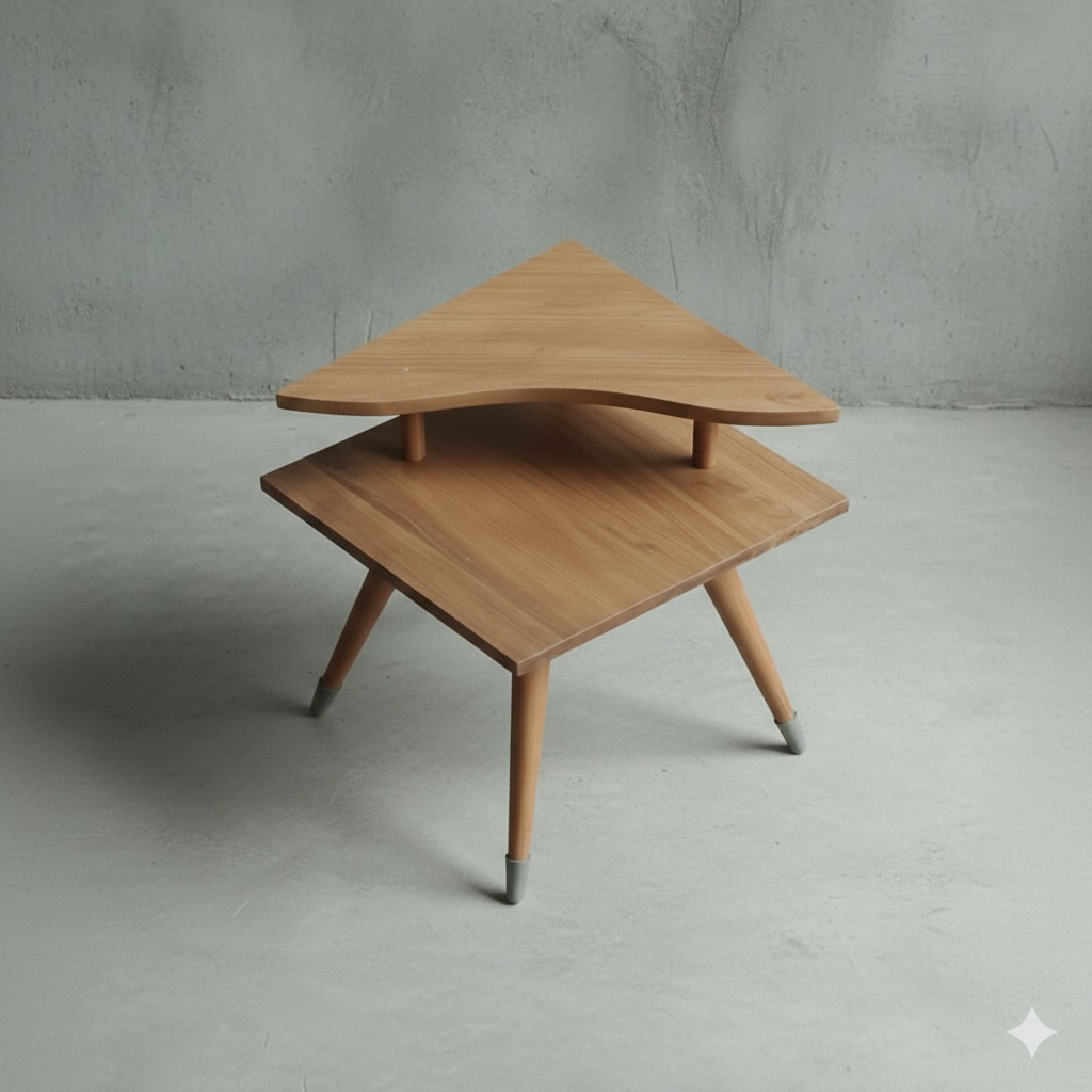 Meja Sudut Jengki 1950an Kayu Jati – Corner Table Retro