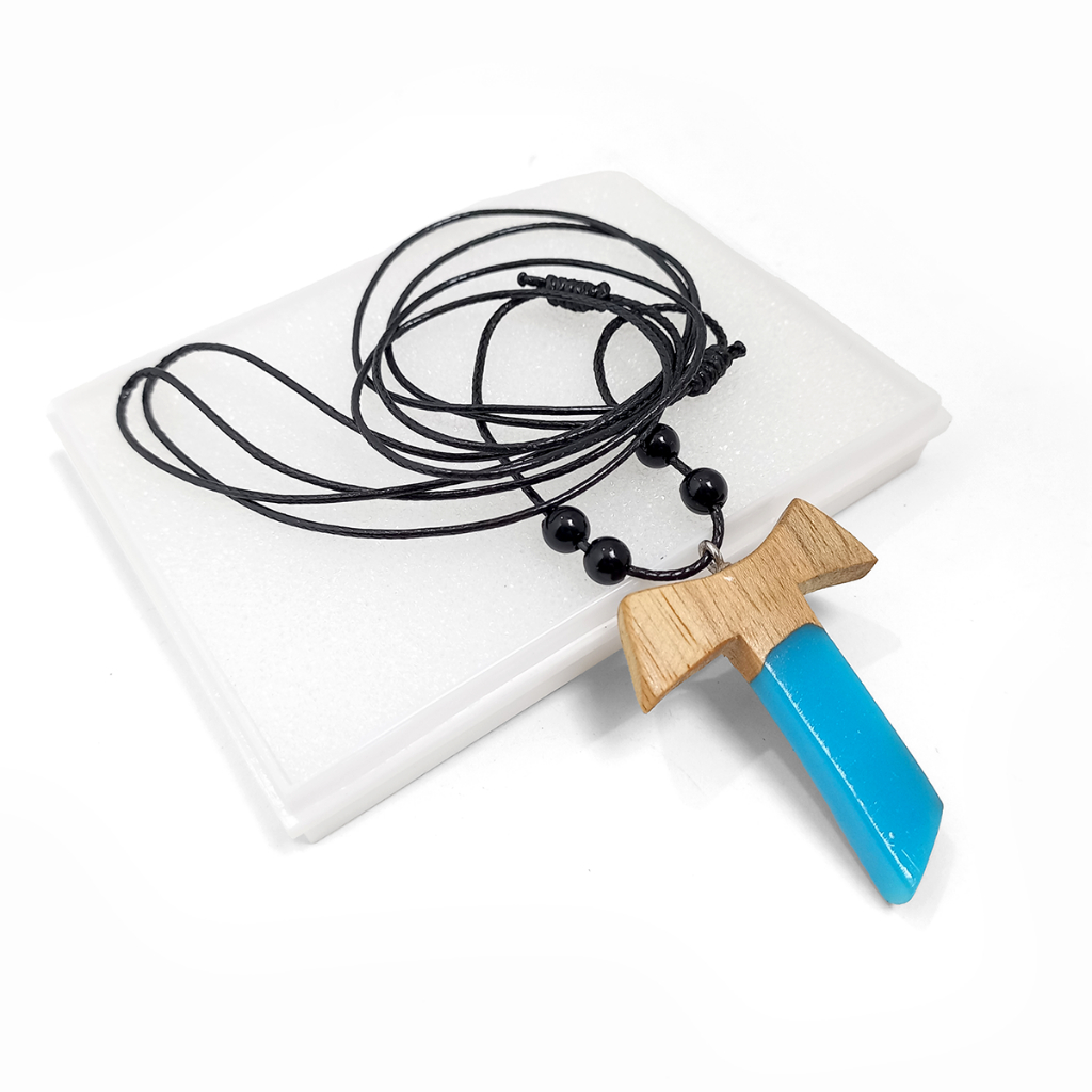 Kalung Salib Kayu Resin T/Kayu Epoxy/Liontin Salib Katolik/Kontas Rosario Katolik/Kalung Salib Tali