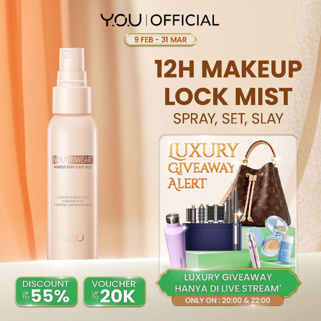 YOU NoutriWear+ Makeup Stay Lock Mist Setting Spray Oil Control Hydrating & Nourishing Tahan Lama Hi