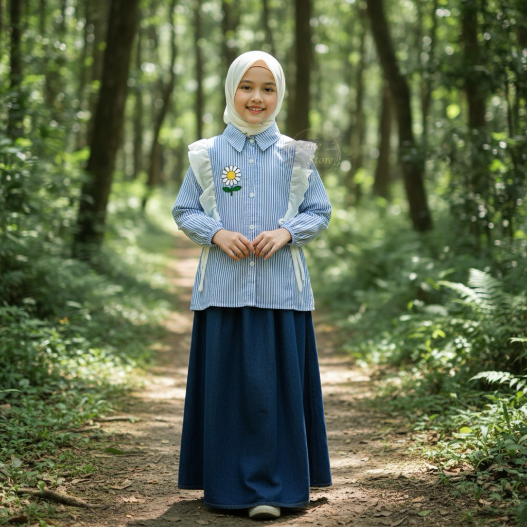 Zane Store - MUMBEE Sablon Bunga Daisy 5-12 Tahun  Kemeja Atasan Blouse Anak perempuan Lucu MUMBEE S