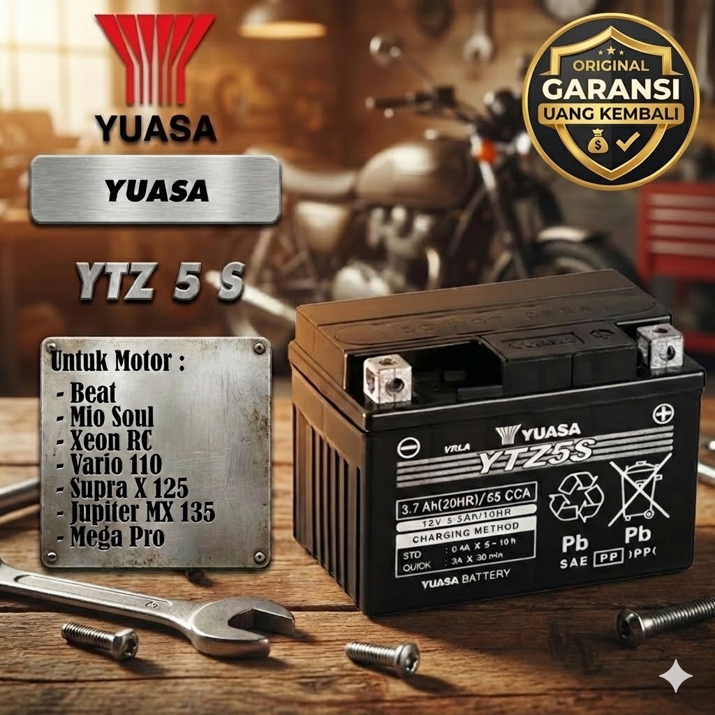 Accu Aki Motor YS Kering MF Original untuk Beat Vario 110 Mio Soul Xeon RC Supra X 125 Jupiter MX Me