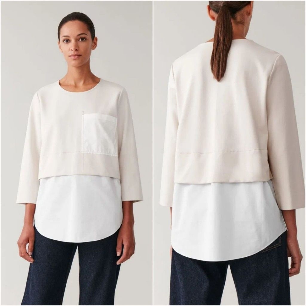 COS Oversized Woven-Jersey Top