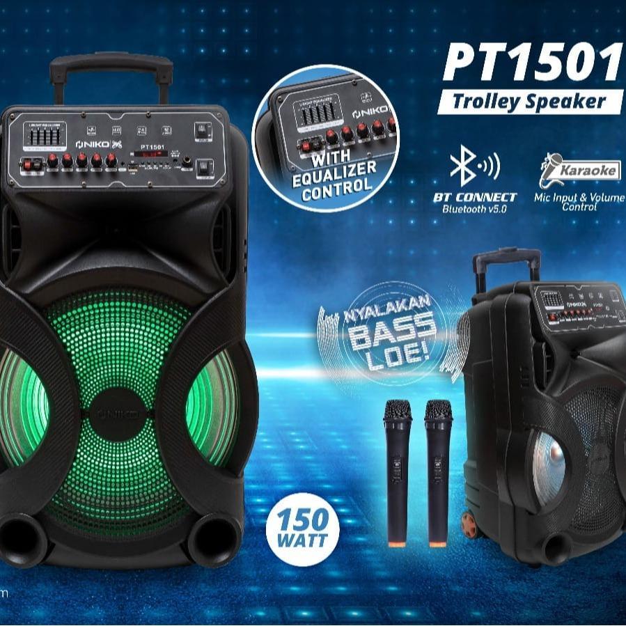 SPEAKER NIKO PT1501 DENGAN MIC WIRELLESS