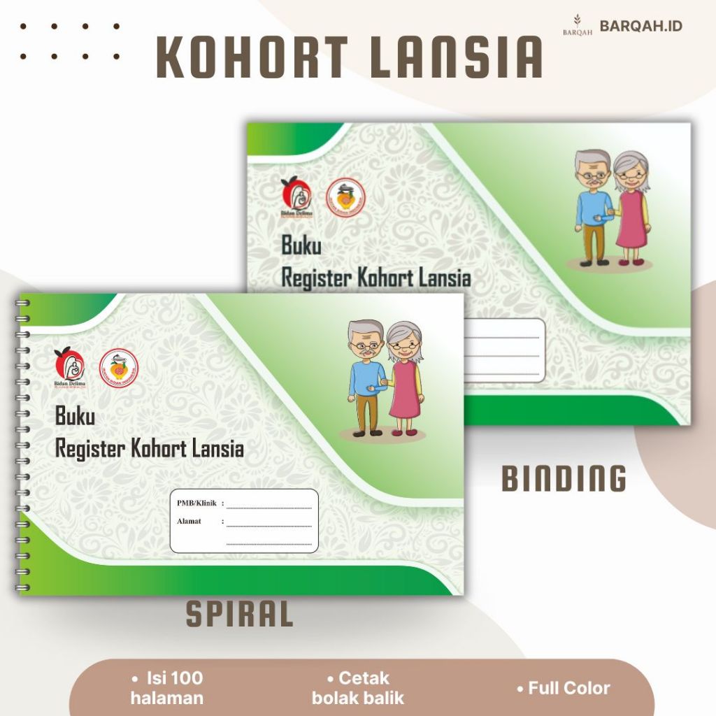 Buku Register Kohort LANSIA – Full Color 100 Halaman | Spiral / Binding