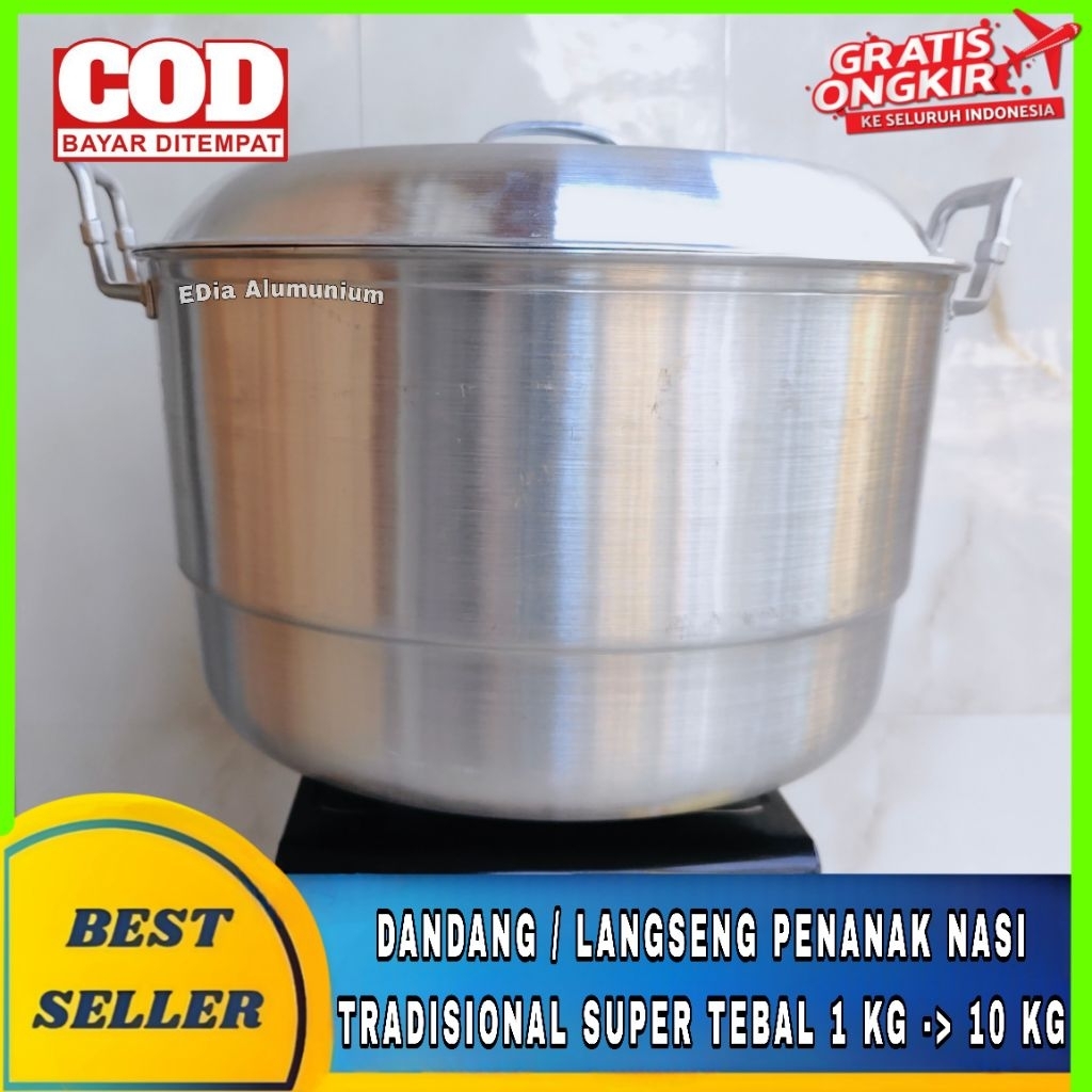 Panci Pengukus DANDANG Penanak Nasi / Soblok Tebal ukuran 26 28 30 36 40 ED Nasional Alumunium Tebal