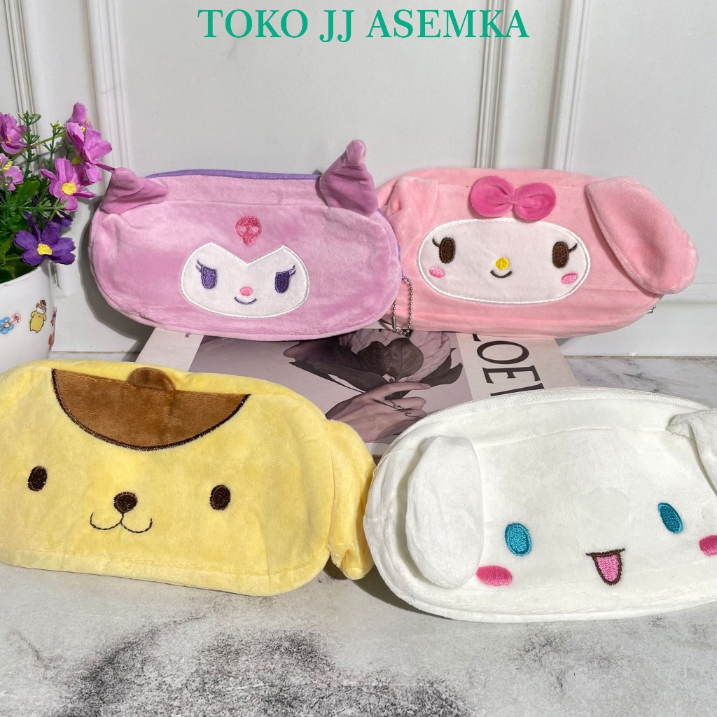 KOTAK PENSIL KAIN SANRIO KUPING NONJOL ATK ANAK SEKOLAH MELODY TEPAK TEMPAT ALAT TULIS GROSIR COD