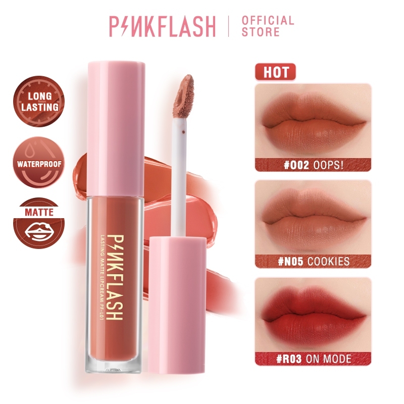 [BPOM dan Ori] PINKFLASH Lip Matte Waterproof Lipstik Lembut Tahan Lama Pinkflash LipMatte Pinkflash