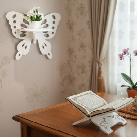 Paket Hemat Rak Dinding Kupu Kupu & Rekar Untuk Baca Al Quran, Buku, dll