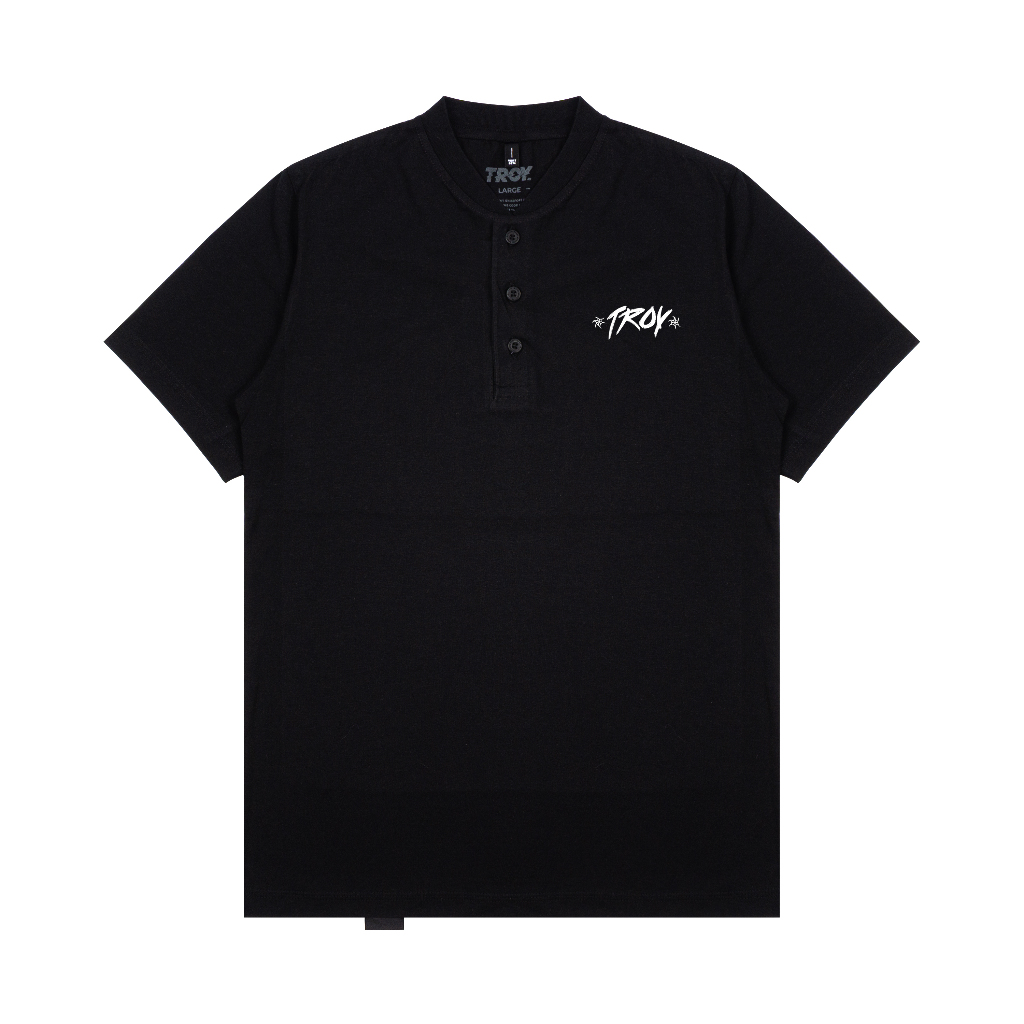 Troy Company Baju Koko Pria Hitam Lengan Pendek Kerah Shanghai Sigil KKD 3020