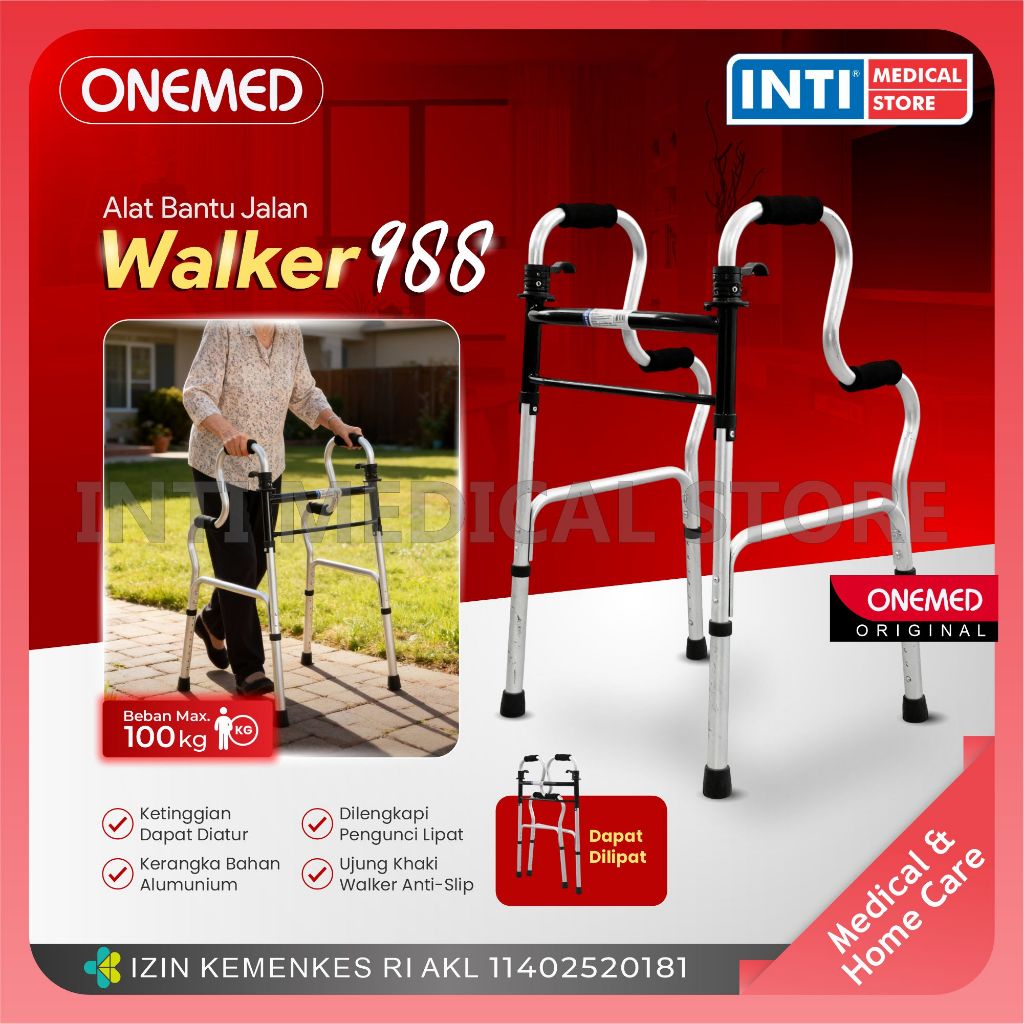 ONEMED WALKER 988 | Alat Bantu Jalan | Walker Tanpa Roda