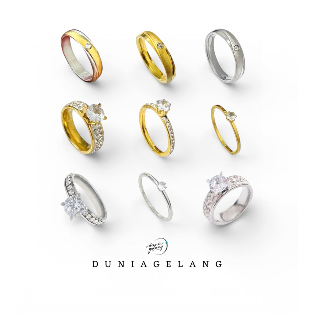Cincin Silver Titanium Tunangan Cincin Nikah Cincin Pesta Cincin Wanita