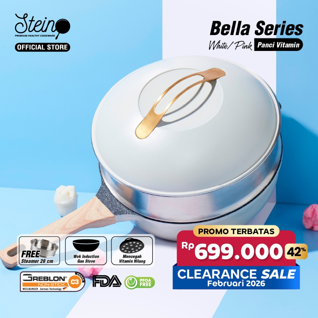 STEIN Bella series Panci Kukus Granite Coating Greblon German Anti Lengket