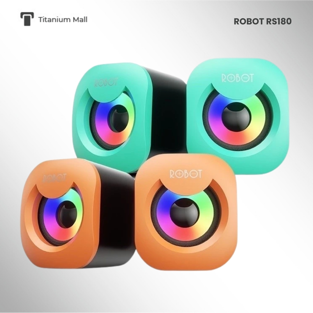 Speaker Mini USB ROBOT RS180 Stereo Bass untuk Laptop Komputer